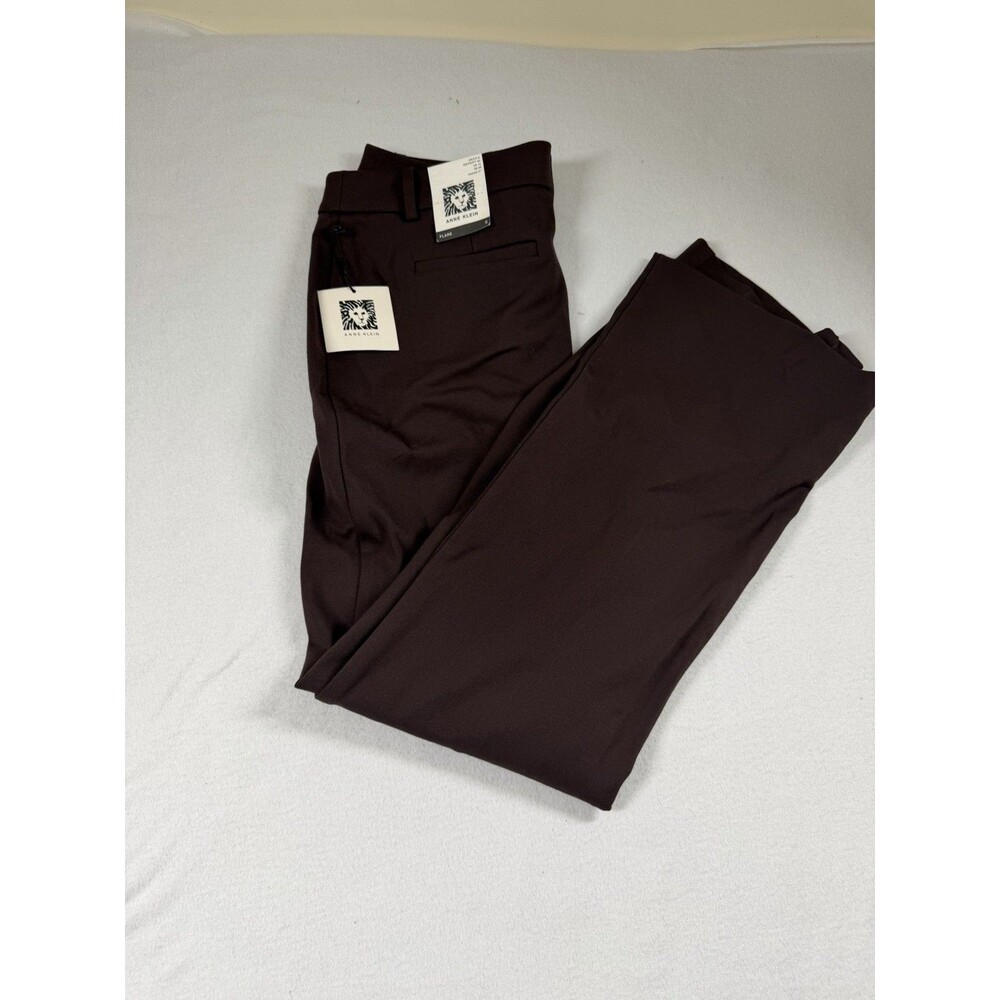 Anne Klein Womens Dress Pants Size 6 Brown Solid Flared Leg Inseam 31" $89 424